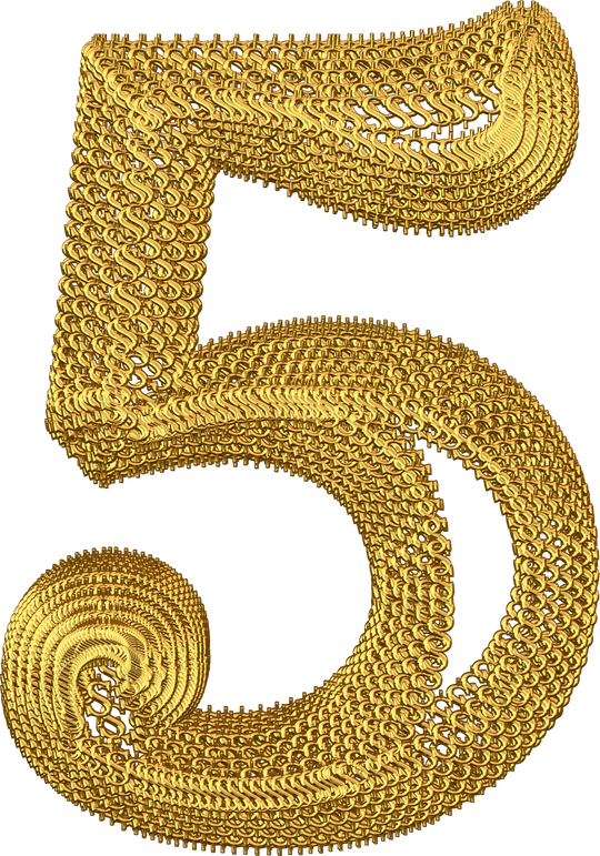 Symbol made of gold dollar signs. number 5