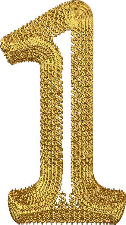 Symbol made of gold dollar signs. number 1