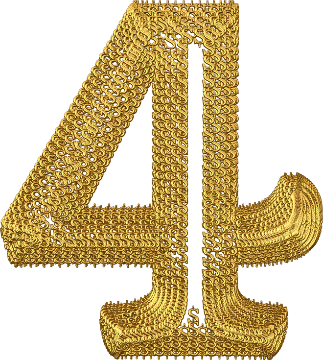 Symbol made of gold dollar signs. number 4