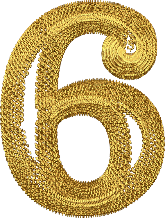 Symbol made of gold dollar signs. number 6