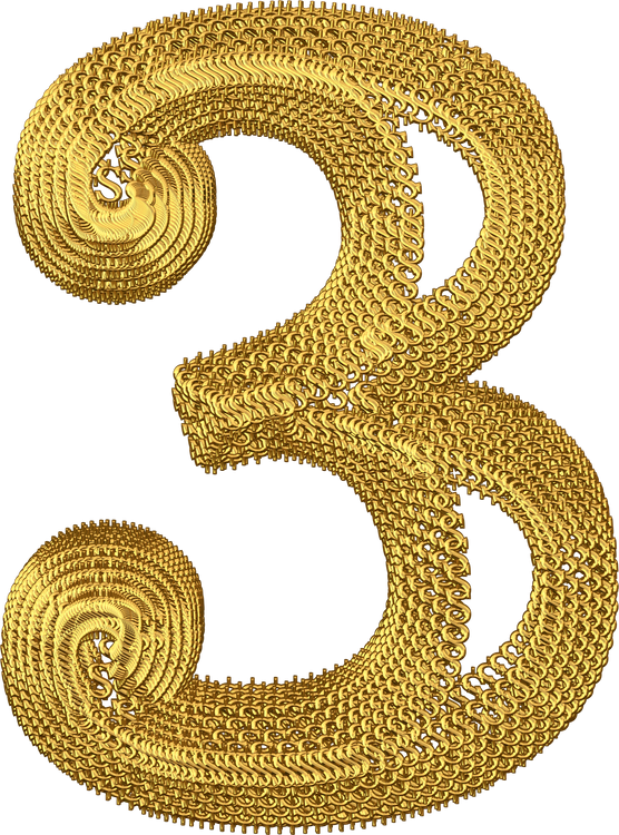 Symbol made of gold dollar signs. number 3