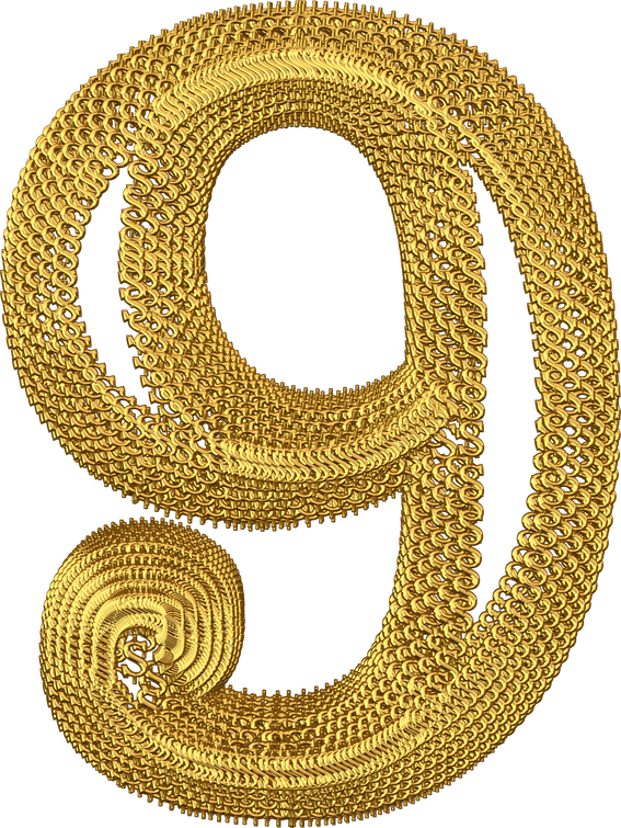 Symbol made of gold dollar signs. number 9