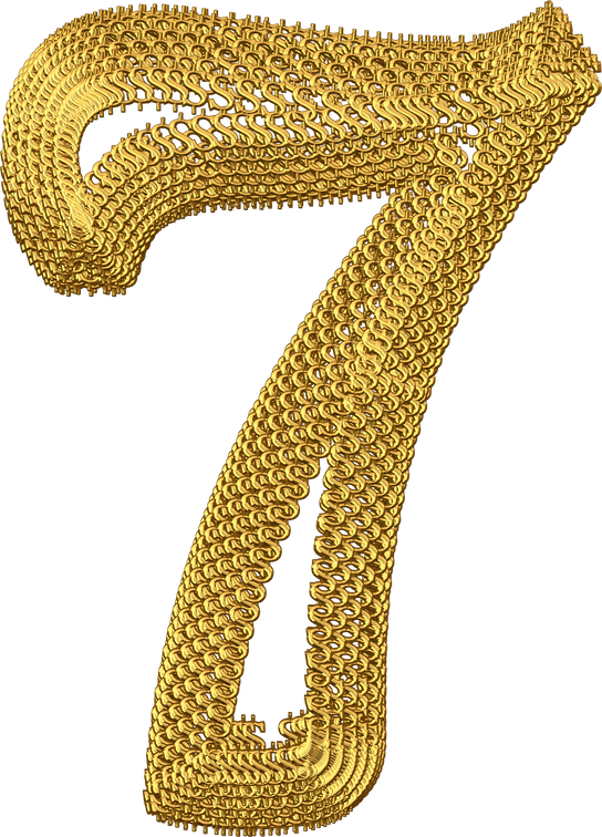 Symbol made of gold dollar signs. number 7