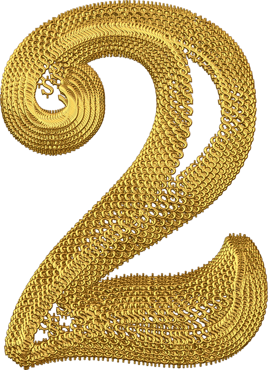 Symbol made of gold dollar signs. number 2